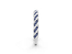 Twisted Pavé Round Blue Sapphire Eternity Band in Silver with Shared Prong Setting_2