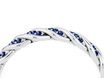 Twisted Pavé Round Blue Sapphire Eternity Band in Silver with Shared Prong Setting_4