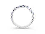 Twisted Pavé Round Blue Sapphire Eternity Band in White gold with Shared Prong Setting_3
