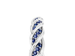 Twisted Pavé Round Blue Sapphire Eternity Band in White gold with Shared Prong Setting_5