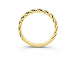 Twisted Pavé Round Blue Sapphire Eternity Band in Yellow gold with Shared Prong Setting_3