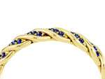 Twisted Pavé Round Blue Sapphire Eternity Band in Yellow gold with Shared Prong Setting_4