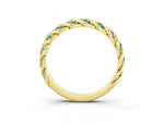 Twisted Pavé Round Blue Topaz Eternity Band in Yellow gold with Shared Prong Setting_3