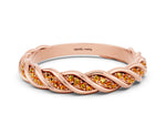 Twisted Pavé Round Citrine Eternity Band in Rose gold with Shared Prong Setting