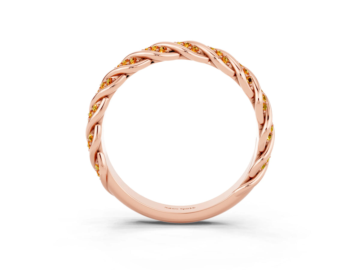 Twisted Pavé Round Citrine Eternity Band in Rose gold with Shared Prong Setting_3