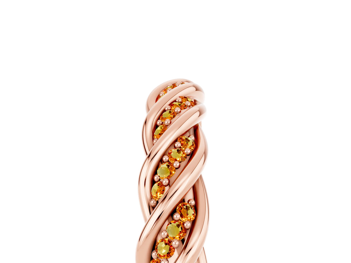 Twisted Pavé Round Citrine Eternity Band in Rose gold with Shared Prong Setting_5