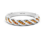Twisted Pavé Round Citrine Eternity Band in Silver with Shared Prong Setting