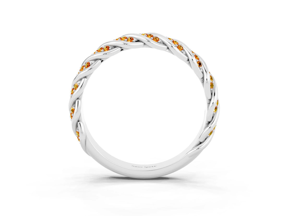 Twisted Pavé Round Citrine Eternity Band in Silver with Shared Prong Setting_3