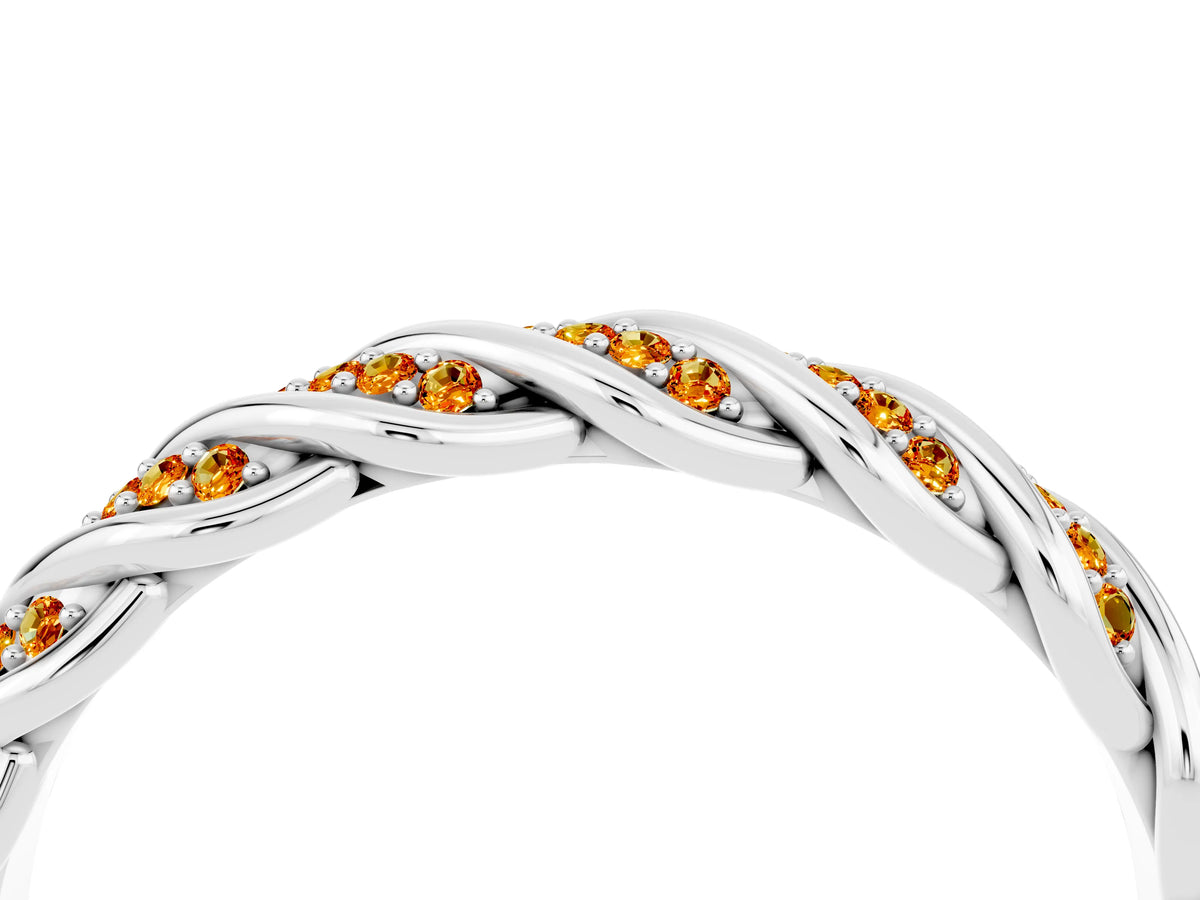 Twisted Pavé Round Citrine Eternity Band in Silver with Shared Prong Setting_4