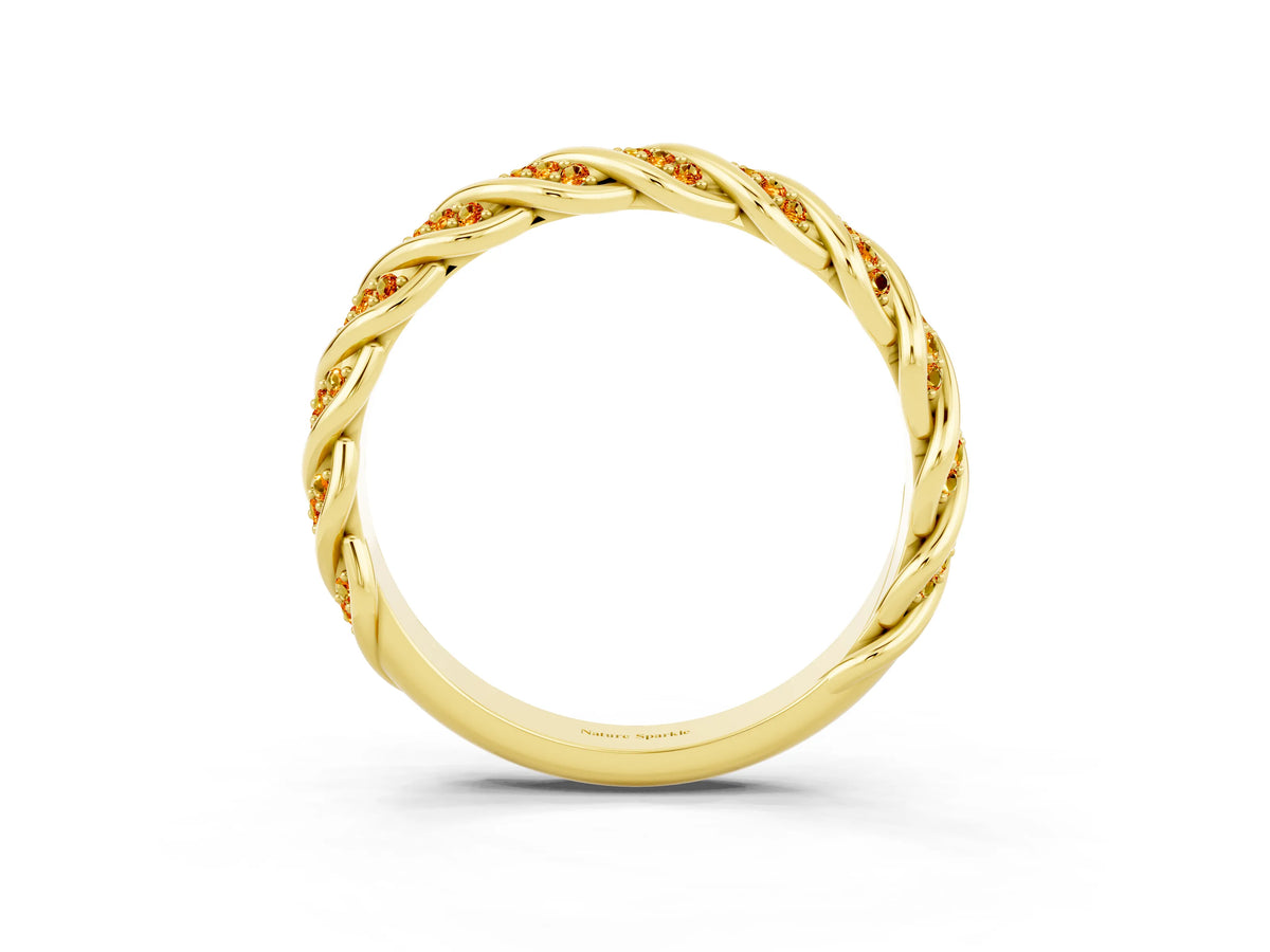 Twisted Pavé Round Citrine Eternity Band in Yellow gold with Shared Prong Setting_3