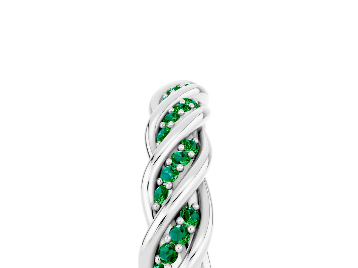 Twisted Pavé Round Emerald Eternity Band in Platinum with Shared Prong Setting_5