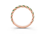 Twisted Pavé Round Emerald Eternity Band in Rose gold with Shared Prong Setting_3