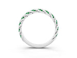 Twisted Pavé Round Emerald Eternity Band in Silver with Shared Prong Setting_3