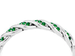 Twisted Pavé Round Emerald Eternity Band in Silver with Shared Prong Setting_4