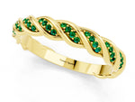 Twisted Pavé Round Emerald Eternity Band in Yellow gold with Shared Prong Setting_1