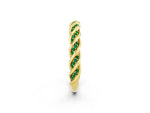Twisted Pavé Round Emerald Eternity Band in Yellow gold with Shared Prong Setting_2