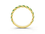 Twisted Pavé Round Emerald Eternity Band in Yellow gold with Shared Prong Setting_3