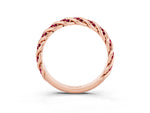 Twisted Pavé Round Garnet Eternity Band in Rose gold with Shared Prong Setting_3