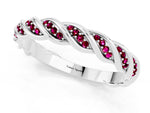Twisted Pavé Round Garnet Eternity Band in Silver with Shared Prong Setting_1