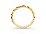 Twisted Pavé Round Garnet Eternity Band in Yellow gold with Shared Prong Setting_3