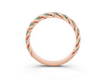 Twisted Pavé Round Green Sapphire Eternity Band in Rose gold with Shared Prong Setting_3