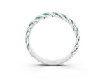 Twisted Pavé Round Green Sapphire Eternity Band in Silver with Shared Prong Setting_3