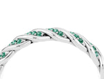 Twisted Pavé Round Green Sapphire Eternity Band in Silver with Shared Prong Setting_4