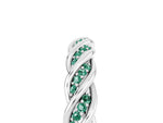 Twisted Pavé Round Green Sapphire Eternity Band in Silver with Shared Prong Setting_5