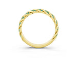Twisted Pavé Round Green Sapphire Eternity Band in Yellow gold with Shared Prong Setting_3