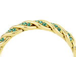 Twisted Pavé Round Green Sapphire Eternity Band in Yellow gold with Shared Prong Setting_4