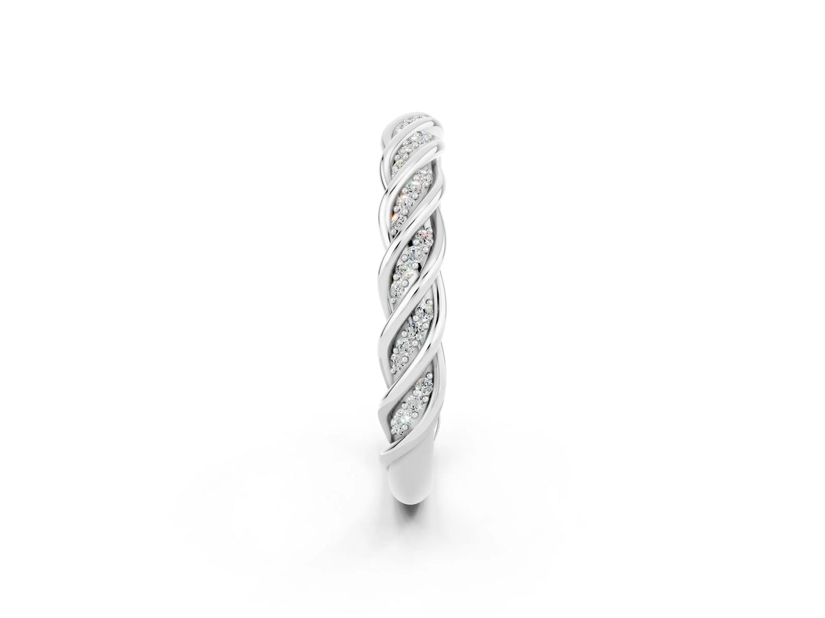 Twisted Pavé Round Moissanite Eternity Band in Platinum with Shared Prong Setting_2