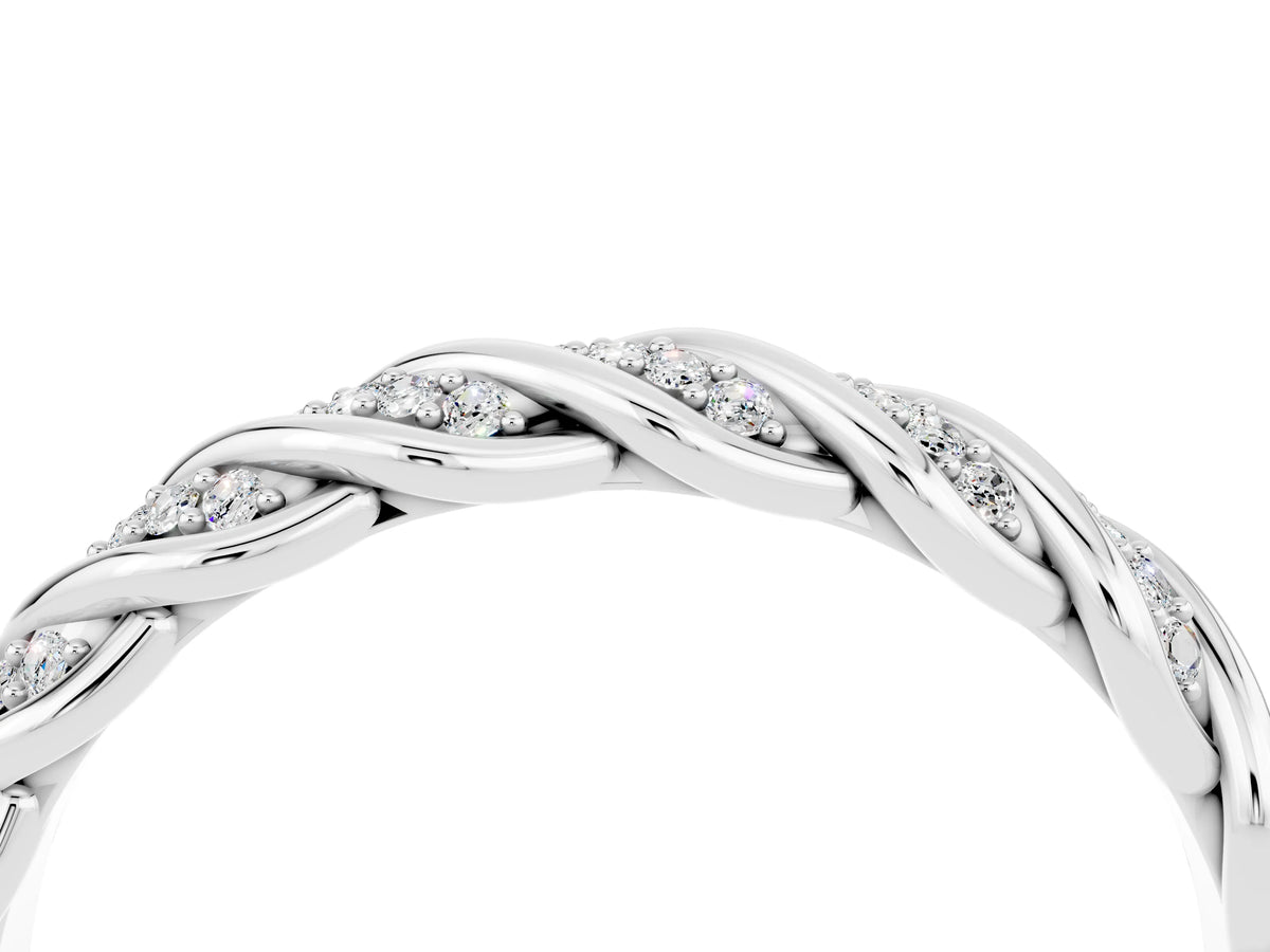Twisted Pavé Round Moissanite Eternity Band in Platinum with Shared Prong Setting_4