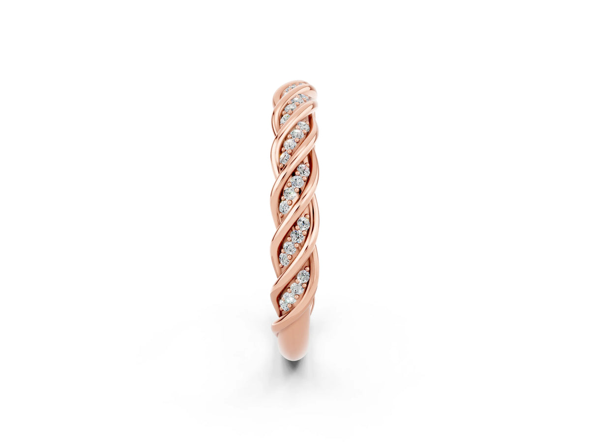 Twisted Pavé Round Moissanite Eternity Band in Rose gold with Shared Prong Setting_2