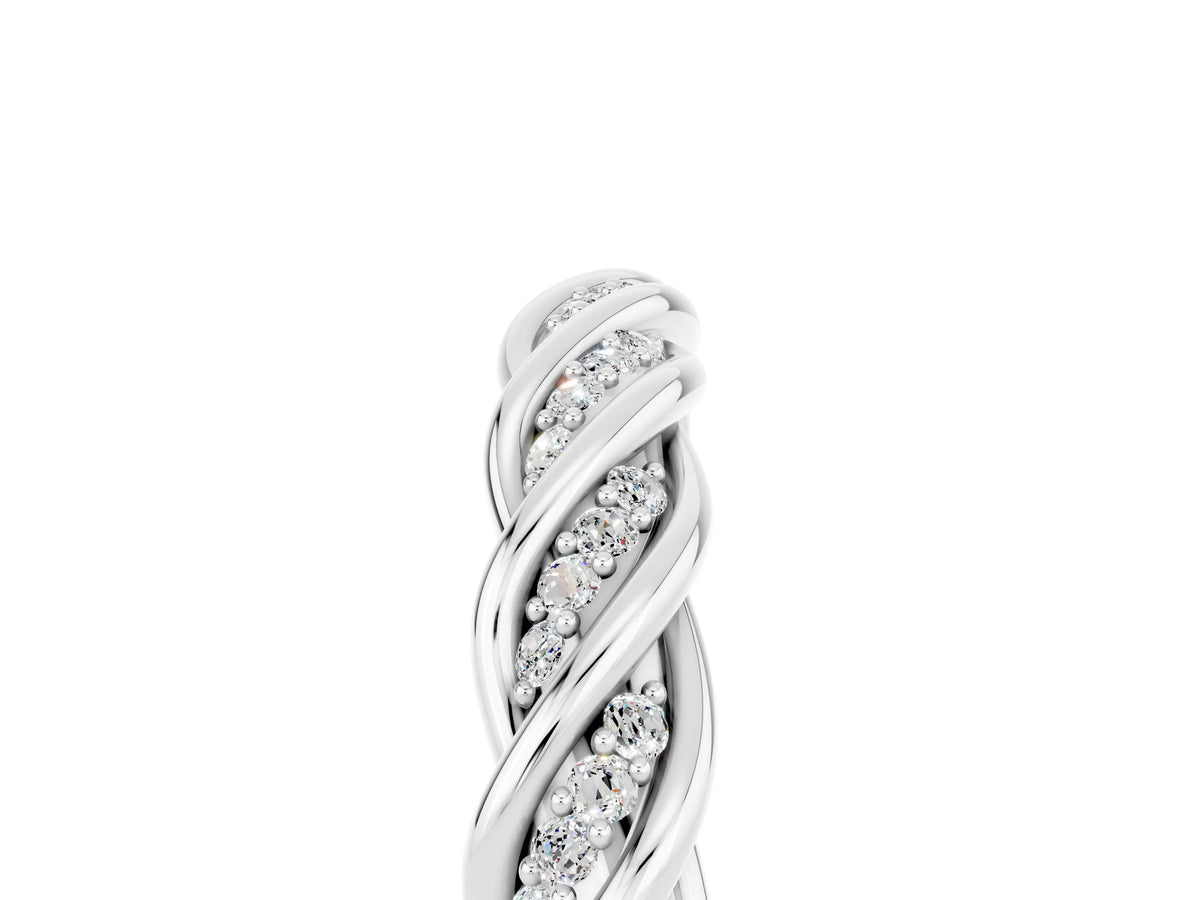 Twisted Pavé Round Moissanite Eternity Band in Silver with Shared Prong Setting_5