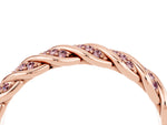 Twisted Pavé Round Morganite Eternity Band in Rose gold with Shared Prong Setting_4