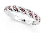 Twisted Pavé Round Morganite Eternity Band in Silver with Shared Prong Setting_1