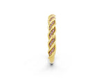 Twisted Pavé Round Morganite Eternity Band in Yellow gold with Shared Prong Setting_2