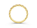 Twisted Pavé Round Morganite Eternity Band in Yellow gold with Shared Prong Setting_3