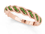 Twisted Pavé Round Peridot Eternity Band in Rose gold with Shared Prong Setting_1