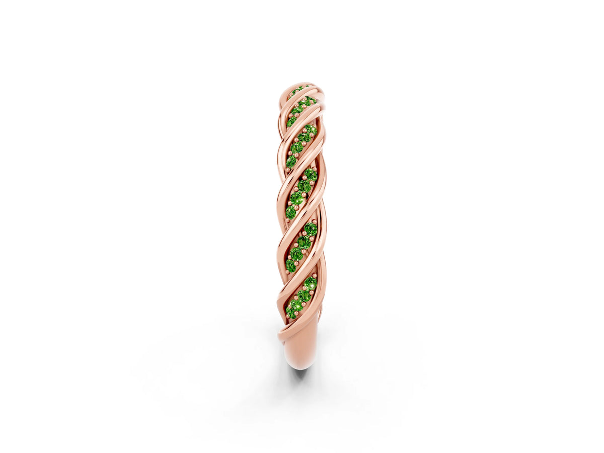Twisted Pavé Round Peridot Eternity Band in Rose gold with Shared Prong Setting_2