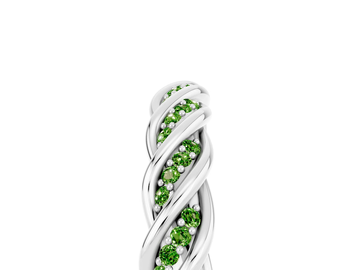 Twisted Pavé Round Peridot Eternity Band in White gold with Shared Prong Setting_5