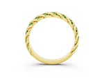 Twisted Pavé Round Peridot Eternity Band in Yellow gold with Shared Prong Setting_3