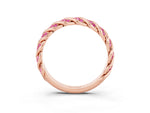 Twisted Pavé Round Pink Sapphire Eternity Band in Rose gold with Shared Prong Setting_3