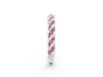 Twisted Pavé Round Pink Sapphire Eternity Band in Silver with Shared Prong Setting_2