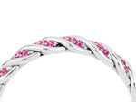 Twisted Pavé Round Pink Sapphire Eternity Band in Silver with Shared Prong Setting_4