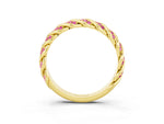 Twisted Pavé Round Pink Sapphire Eternity Band in Yellow gold with Shared Prong Setting_3
