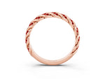 Twisted Pavé Round Ruby Eternity Band in Rose gold with Shared Prong Setting_3