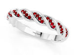 Twisted Pavé Round Ruby Eternity Band in White gold with Shared Prong Setting_1