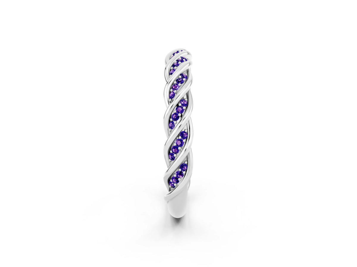 Twisted Pavé Round Tanzanite Eternity Band in Platinum with Shared Prong Setting_2