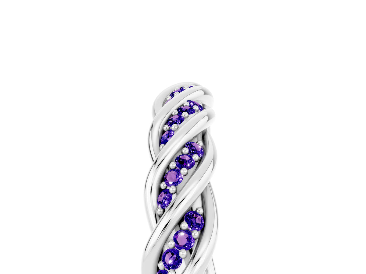 Twisted Pavé Round Tanzanite Eternity Band in Platinum with Shared Prong Setting_5
